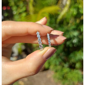 Moissanite Hoop Earrings, 925 Sterling Silver U Shape Huggies