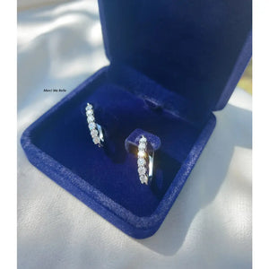 Moissanite Hoop Earrings, 925 Sterling Silver U Shape Huggies