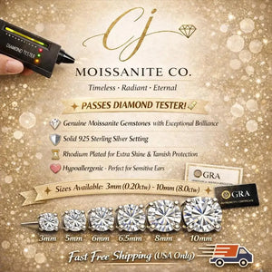 Moissanite Stud Earrings 3Mm–10Mm, 925 Sterling Silver Screw Back, VVS1 GRA Certified, Diamond Alternative Studs for Men Women, Mothers Day
