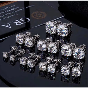 Moissanite Stud Earrings 3Mm–10Mm, 925 Sterling Silver Screw Back, VVS1 GRA Certified, Diamond Alternative Studs for Men Women, Mothers Day
