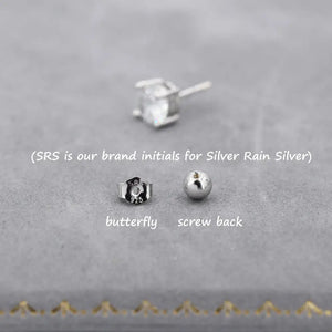 Moissanite Stud Earrings Sterling Silver – 4 Prong Set, Butterfly or Screw Backs, 3–6mm, Silver or Gold.