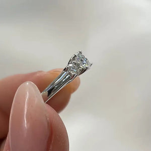 Moissanite Diamond Three Stone Wedding Ring: 925 Sterling Silver Promise Ring
