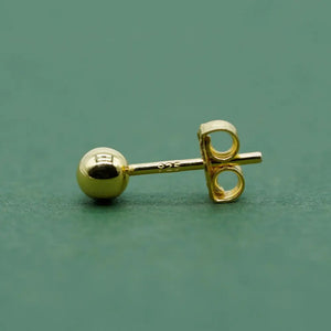 Pair of Gold Plated Sterling Silver Ball Ear Studs Available in Sizes 3,4,5,6Mm Diameters Minimalist Ball Studs for Her