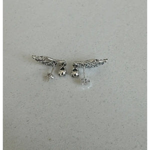 Pandora Silver 925S ALE Dangling Angel Wings Stud Earrings Free Gift Box