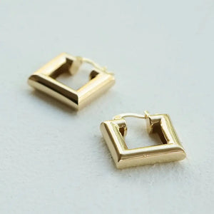 Polly Chubby Square Hoop Earrings 18Ct Gold Plate