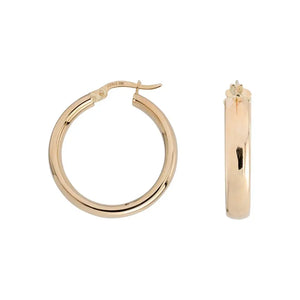 Radiant 14K Solid Yellow Gold 5mm Bold Hoop Earrings - Timeless Classic for Every Day.