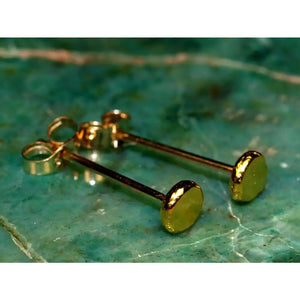 Radiant 24K Gold 3mm Minimalist Disc Stud Earrings - Timeless Elegance in Solid Gold.