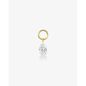 Radiant Pear Lab Diamond Huggie Charm Earrings.
