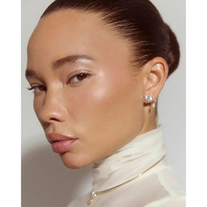 Radiant Pear Lab Diamond Huggie Charm Earrings.