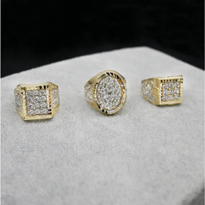 Real 10K Solid Gold Men'S Ring CZ Stone Real Solid 10K Yellow Gold Large Men'S Ring | All Sizes | 10K Solid round Gold Ring
