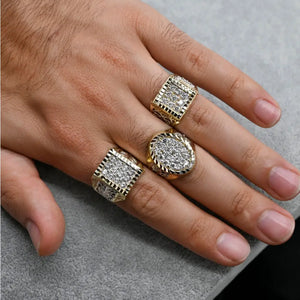 Real 10K Solid Gold Men'S Ring CZ Stone Real Solid 10K Yellow Gold Large Men'S Ring | All Sizes | 10K Solid round Gold Ring