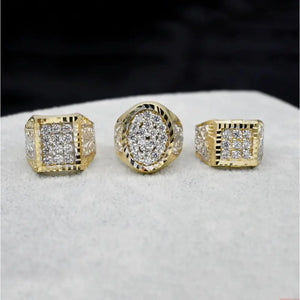 Real 10K Solid Gold Men'S Ring CZ Stone Real Solid 10K Yellow Gold Large Men'S Ring | All Sizes | 10K Solid round Gold Ring