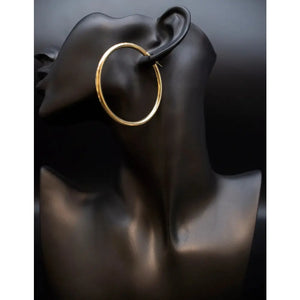 Real 10K Yellow Gold Hoop Earrings 2Mm, 3Mm, 4Mm Thickness, 15Mm-70Mm Gold Hoop Earrings