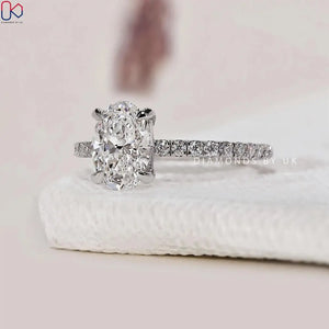 Real Oval Lab Grown Diamond Engagement Ring Oval Lab Diamond Anniversary Ring Oval Brilliant Lab Diamond Ring Oval Proposal Ring for Her