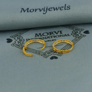 Real Solid 22K Gold Earrings, 22Kt Gold Earrings, Real Gold Hoop Earrings, Gold Huggies, 22Kt Gold Huggies, Zircon Huggie Hoop,