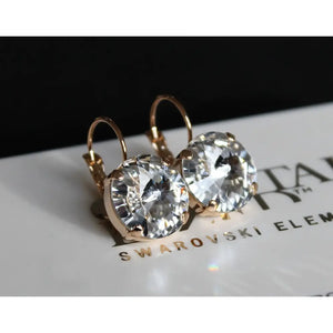 Rivoli Clear 14Mm Leverback Earrings Made with Swarovski Crystal Elements Choose a Finish