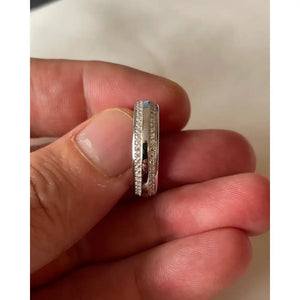 Round Cut Created Diamond Sterling Silver Wedding Band Ring