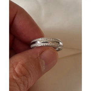 Round Cut Created Diamond Sterling Silver Wedding Band Ring