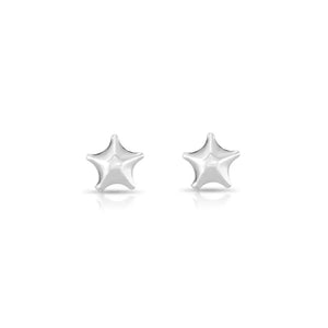 Shiny Star Stud Earrings in Sterling Silver