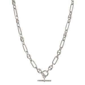 SILVER MIXED LINK T-BAR CHAIN NECKLACE
