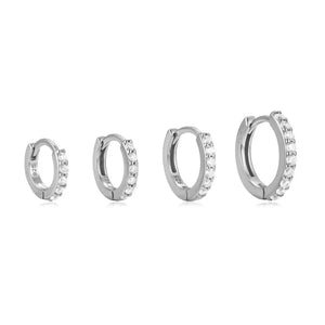 SOLD as Pair,6Mm - 9Mm Cz Pave Gold Huggie Hoop Earrings, Silver Pave Cz Hoop, Cartilage Hoops, Everyday Diamond Huggies, Gift for Her