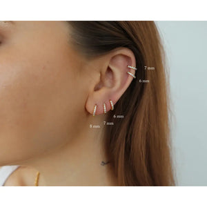 SOLD as Pair,6Mm - 9Mm Cz Pave Gold Huggie Hoop Earrings, Silver Pave Cz Hoop, Cartilage Hoops, Everyday Diamond Huggies, Gift for Her