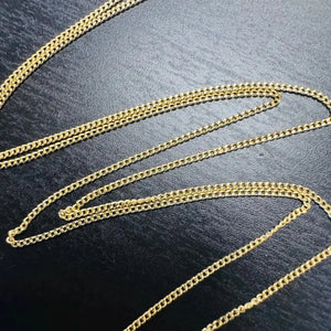 Solid 10K Yellow Gold 1Mm Curb Link Chain Necklace 18”