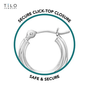 Solid 14K Gold Hoop Earrings, 14 Karat White Gold round Classic Hoops, 13Mm (0.5 Inch) Small Size Hoops, Made by TILO Jewelry