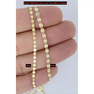 Solid 14K Gold Mirror Chain, 14K Gold Mirror Chain, Strong Dainty Stackable Layering Choker Gold Chain HIGH QUALITY, Ladies Gold Chain