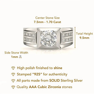 Solid 925 Sterling Silver Solitaire round Brilliant Pave Wedding Pinky Band Ring