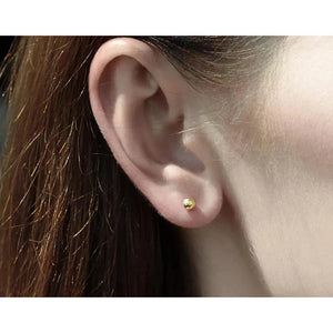 Solid Gold 14K Ball Post Studs Tiny Simple Sphere Earrings Men Women Kids Ear Decor round Bead Earlobe Piercing Minimalist Unisex Jewelry
