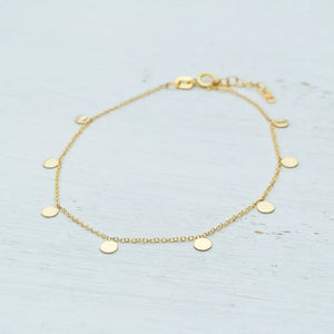 Solid Gold Disc Bracelet, Minimalist Coin Jewelry, Dainty Layering Bracelet / B07