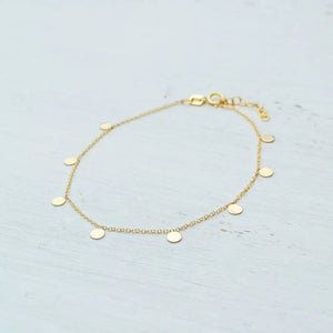 Solid Gold Disc Bracelet, Minimalist Coin Jewelry, Dainty Layering Bracelet / B07