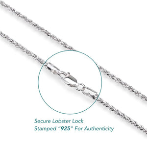 Solid Sterling Silver Rope Chain Bracelet