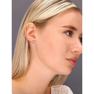 Sparkling CZ Starfish Stud Earrings in Sterling Silver.