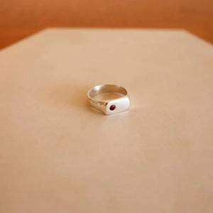 Star of the Sea Garnet Signet Ring | Gold Vermeil and Sterling Silver