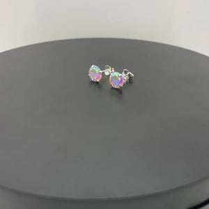 Sterling Silver Aurora Borealis Stud Earrings, Cubic Zirconia