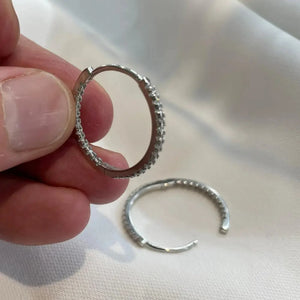Sterling Silver CZ Hoop Earrings: 20Mm Simulated Diamond Hoops