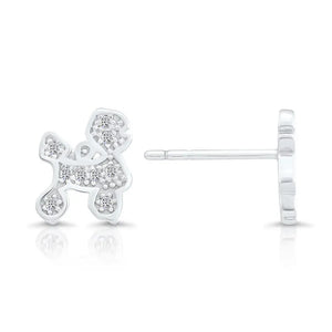 Sterling Silver CZ Poodle Stud Earrings