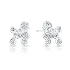 Sterling Silver CZ Poodle Stud Earrings