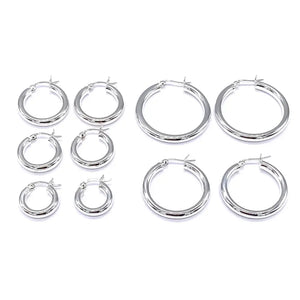 Sterling Silver Hoop Earrings 4Mm Thick Chunky 16 18 20 25 30 35Mm Diameter