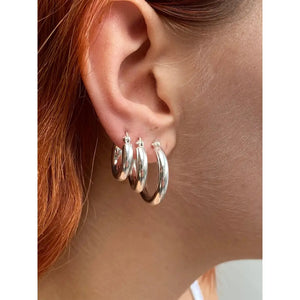 Sterling Silver Hoop Earrings 4Mm Thick Chunky 16 18 20 25 30 35Mm Diameter