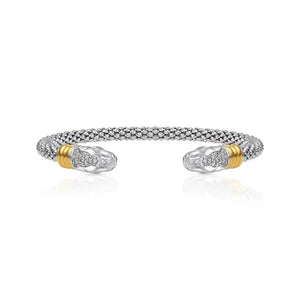 Sterling Silver Jaguar Cuff Bracelet, with Gold Accents, Fits 6 - 7 Inch Wrist
