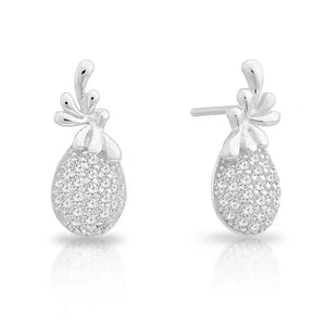 Sterling Silver Pineapple Stud Earrings with CZ - Tropical Fruit Charm.