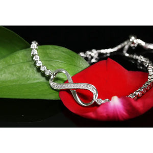 Sterling Silver Simulated Diamond Infinity Bracelet, Adjustable 6-9 Inches