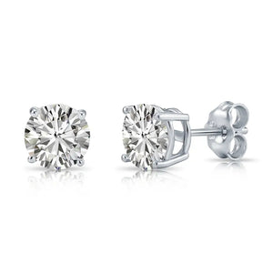Sterling Silver Simulated Diamond Studs, with Secure Pushbacks