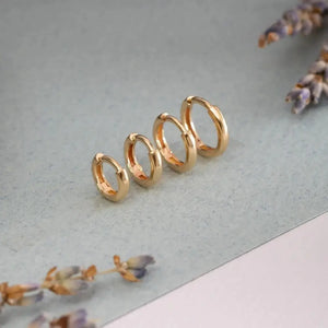 Stunning 14K/18K Solid Gold Tiny Huggie Hoops - Perfect Sleeper Conch Earrings for Stacking.