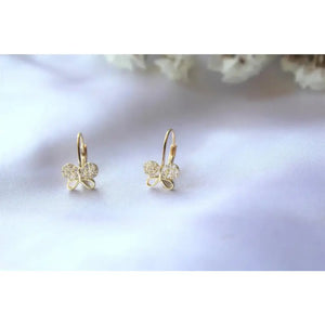 Stunning 14K Gold Butterfly Leverback Earrings - Exquisite Handmade Dangle Jewelry Gift for Her.
