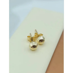 Stunning 14K Gold Diamond Cut Ball Stud Earrings - Dainty Textured Minimalist Jewelry for Everyday Elegance.