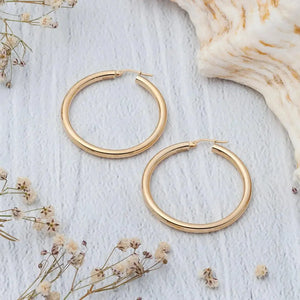 Stunning 14K Gold Large Dome Hoop Earrings - Timeless Elegance in Every Pair!.